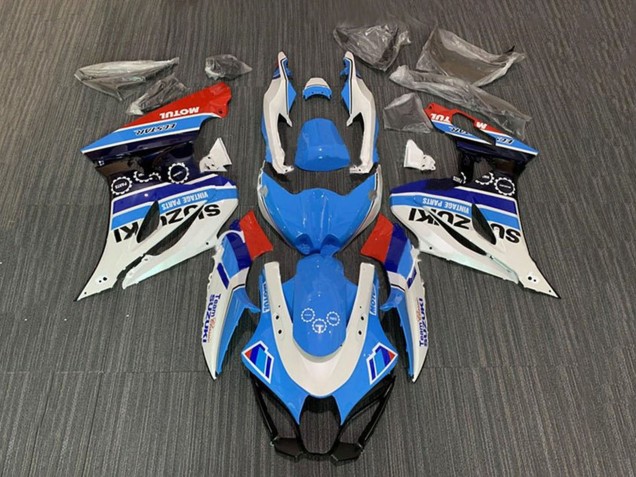 2017-2024 White Blue Stripe Red Motul Suzuki GSXR1000 Motorcycle Fairings