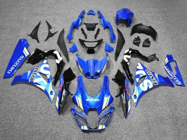 2017-2024 Blue White Ecstar Suzuki GSXR1000 Motorcycle Fairings