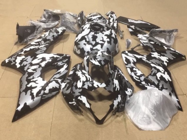2007-2008 Black White Grey Camouflage Suzuki GSXR 1000 Motorcycle Fairings