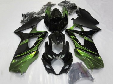 2007-2008 Green Glossy Black Suzuki GSXR 1000 Motorcycle Fairings