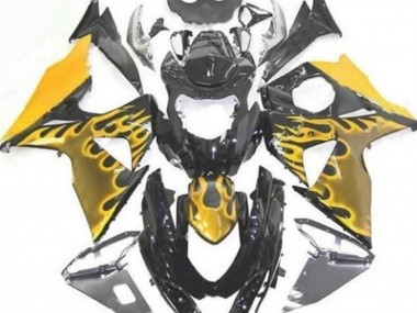 2009-2016 Glossy Black Yellow Flame Suzuki GSXR 1000 Motorcycle Fairings