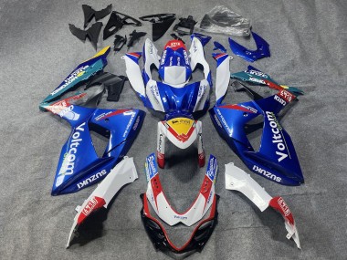 2009-2016 White Blue Red Yellow Voltcom Suzuki GSXR 1000 Motorcycle Fairings