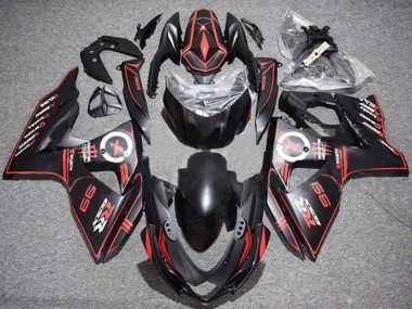 2009-2016 Matte Black Red Pinstripe Suzuki GSXR 1000 Motorcycle Fairings
