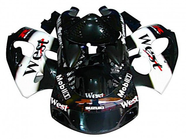 1996-2000 Black White West Suzuki GSXR 600 / GSXR 750 Motorcycle Fairings