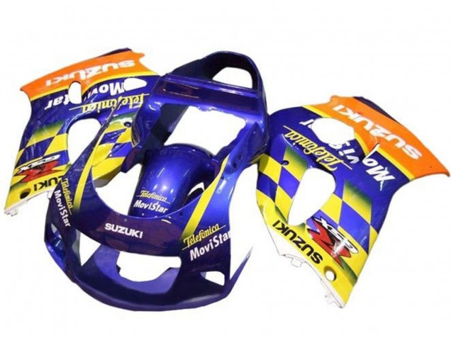 1996-2000 Blue Orange Yellow Telefonica MoviStar Suzuki GSXR 600 / GSXR 750 Motorcycle Fairings
