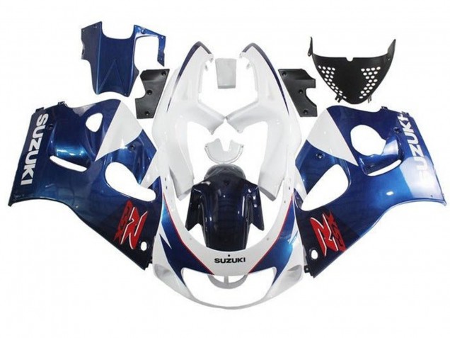 1996-2000 White Blue Red Suzuki GSXR 600 / GSXR 750 Motorcycle Fairings