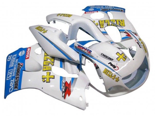 1996-2000 White Blue Yellow Rizla Suzuki GSXR 600 / GSXR 750 Motorcycle Fairings