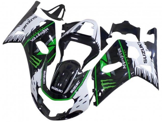 2001-2003 White Black Green Monster Suzuki GSXR 600 / GSXR 750 Motorcycle Fairings