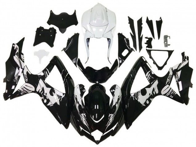2008-2010 White Glossy Black Leyla Suzuki GSXR 600 / GSXR 750 Motorcycle Fairings