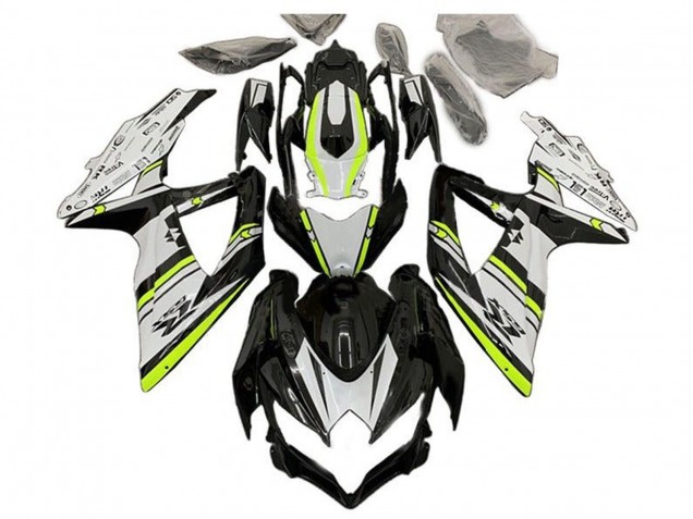 2008-2010 White Green Glossy Black Suzuki GSXR 600 / GSXR 750 Motorcycle Fairings
