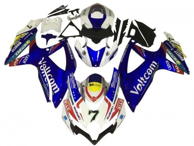 2008-2010 White Blue Yellow Red Voltcom 7 Suzuki GSXR 600 / GSXR 750 Motorcycle Fairings