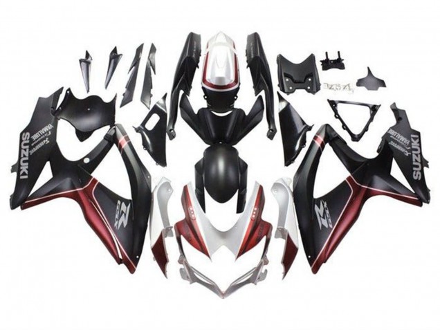 2008-2010 White Red Matte Black Suzuki GSXR 600 / GSXR 750 Motorcycle Fairings