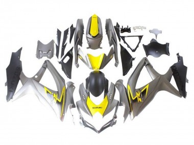 2008-2010 Silver Yellow Black Suzuki GSXR 600 / GSXR 750 Motorcycle Fairings
