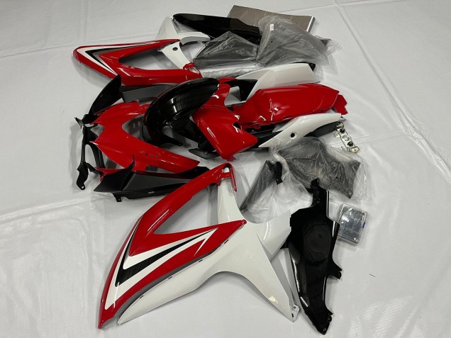 2008-2010 White Red Glossy Black Suzuki GSXR 600 / GSXR 750 Motorcycle Fairing