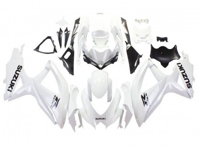 2008-2010 White Black Suzuki GSXR 600 / GSXR 750 Motorcycle Fairings