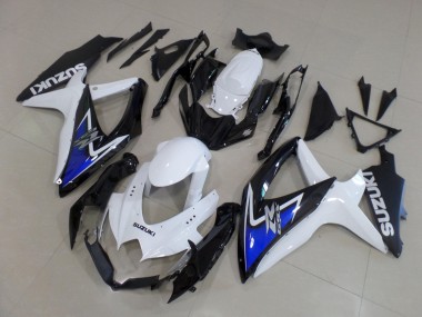 2008-2010 White Blue Glossy Black Suzuki GSXR 600 / GSXR 750 Motorcycle Fairings