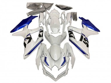 2008-2010 White Blue Black Stripe Suzuki GSXR 600 / GSXR 750 Motorcycle Fairings