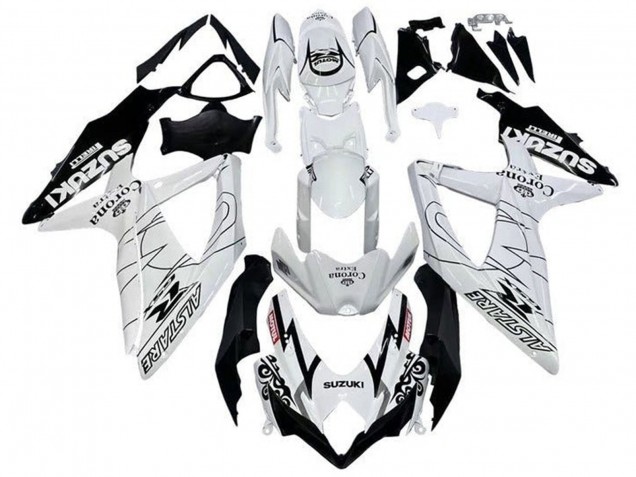 2008-2010 White Black Alstare Corona Extra Motul Suzuki GSXR 600 / GSXR 750 Motorcycle Fairings