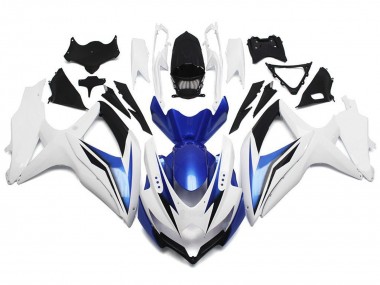 2008-2010 White Blue Black Suzuki GSXR 600 / GSXR 750 Motorcycle Fairing