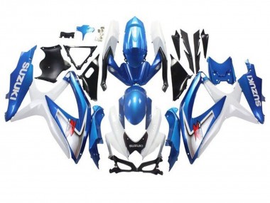 2008-2010 White Light Blue Red Suzuki GSXR 600 / GSXR 750 Motorcycle Fairings