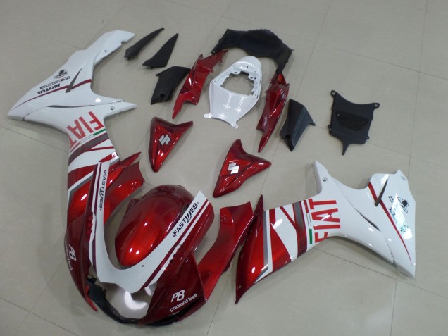 2011-2024 Candy Red White Fiat Suzuki GSXR 600 / GSXR 750 Motorcycle Fairings