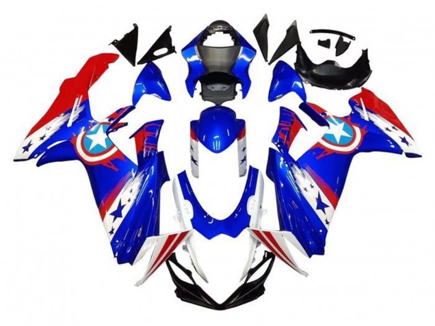 2011-2024 Blue White Red Captain America Suzuki GSXR 600 / GSXR 750 Motorcycle Fairings