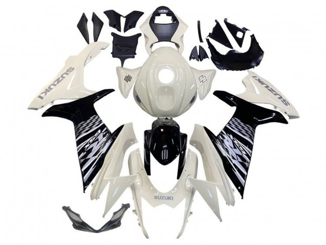 2011-2024 White Glossy Black Suzuki GSXR 600 / GSXR 750 Motorcycle Fairing