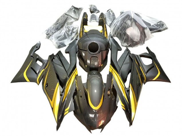 2022-2024 Gold Black Carbon Fiber Style Yamaha YZF R3/R25 Motorcycle Fairings