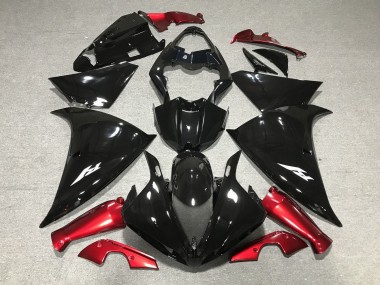 2009-2011 Glossy Black Red Yamaha YZF 1000 R1 Motorcycle Fairings