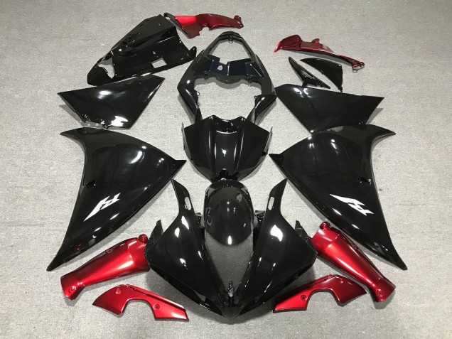 2009-2011 Glossy Black Red Yamaha YZF 1000 R1 Motorcycle Fairings