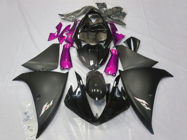 2009-2011 Glossy Black Matte Black Pink Yamaha YZF 1000 R1 Motorcycle Fairings