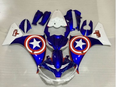 2009-2011 Blue White Red Star Captain America Yamaha YZF 1000 R1 Motorcycle Fairings