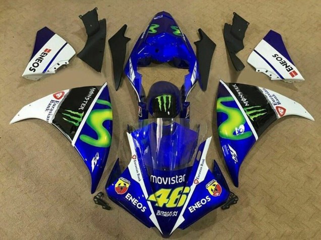 2009-2011 Blue White Black Green MoviStar Monster Yamaha YZF 1000 R1 Motorcycle Fairings