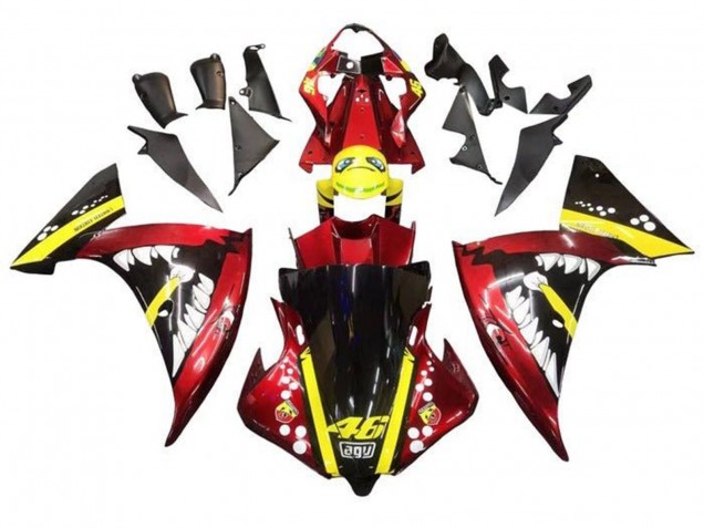 2009-2011 Red Yellow Black Shark Yamaha YZF 1000 R1 Motorcycle Fairings