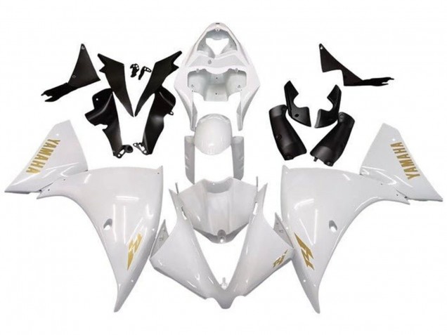 2009-2011 White Gold Decal Yamaha YZF 1000 R1 Motorcycle Fairings