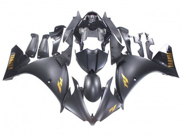 2009-2011 Matte Black Gold Decals Yamaha YZF 1000 R1 Motorcycle Fairings