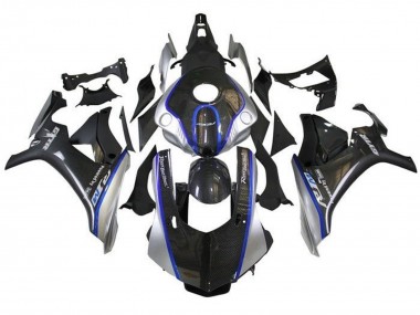 2015-2019 Faux Carbon Fiber Silver Blue R1M Yamaha YZF 1000 R1 Motorcycle Fairings