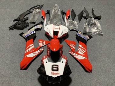 2015-2019 White Red Black Milwaukee Yamaha YZF 1000 R1 Motorcycle Fairings