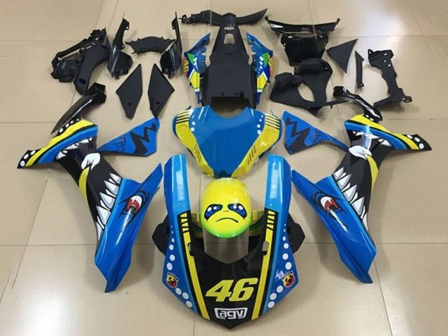 2015-2019 Blue Yellow Black Shark 46 Yamaha YZF 1000 R1 Motorcycle Fairings