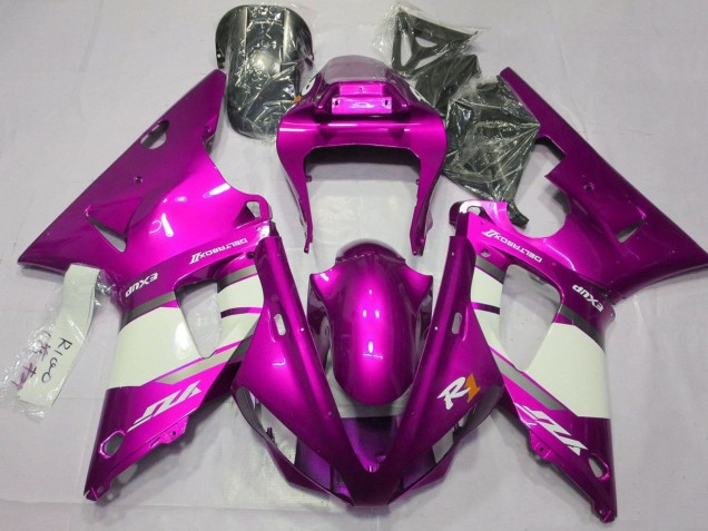 2000-2001 Raspberry White Silver Yamaha YZF 1000 R1 Motorcycle Fairings