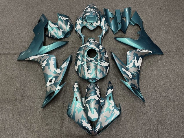 2004-2006 Teal Green White Grey Camouflage Yamaha YZF 1000 R1 Motorcycle Fairings