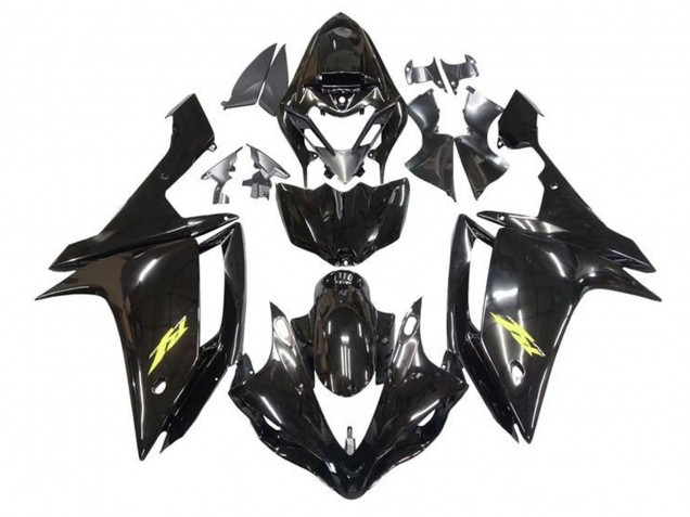 2007-2008 Glossy Black Gold Decal Yamaha YZF 1000 R1 Motorcycle Fairings