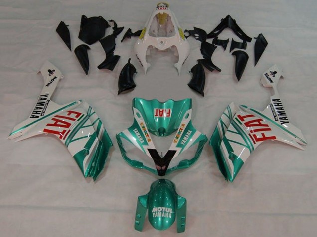 2007-2008 White Green Red Fiat Yamaha YZF 1000 R1 Motorcycle Fairings