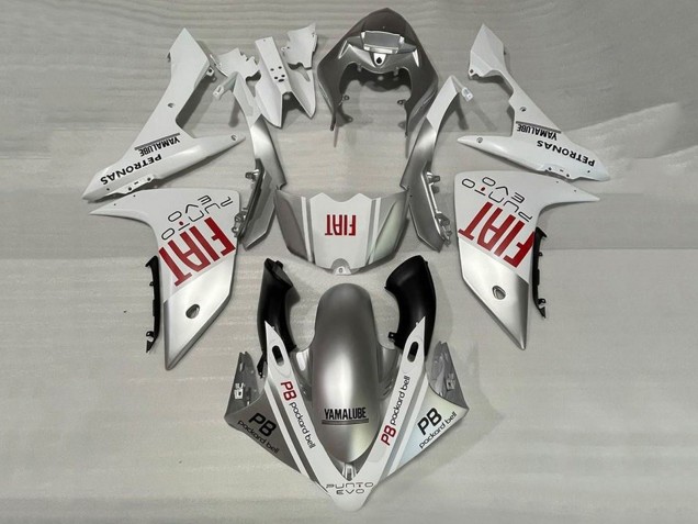 2007-2008 Silver White Red Fiat Yamaha YZF 1000 R1 Motorcycle Fairings