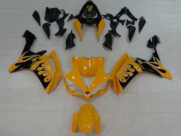 2007-2008 Yellow Black Flame Yamaha YZF 1000 R1 Motorcycle Fairings