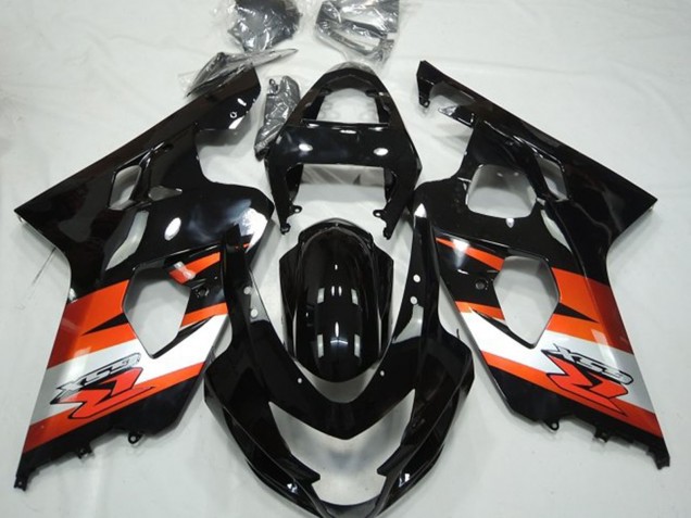 2004-2005 Glossy Black Orange White with Decal Suzuki GSXR 600 / GSXR 750 Motorcycle Fairings