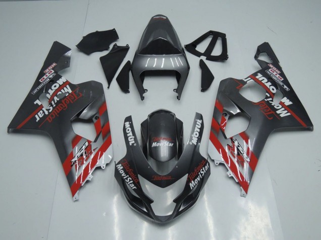 2004-2005 Dark Grey Red Suzuki GSXR 600 / GSXR 750 Motorcycle Fairings