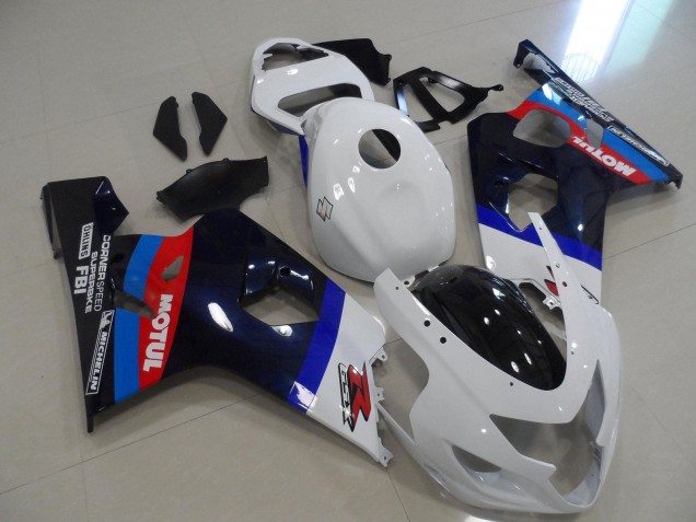 2004-2005 White Blue Red Black Motul Suzuki GSXR 600 / GSXR 750 Motorcycle Fairings