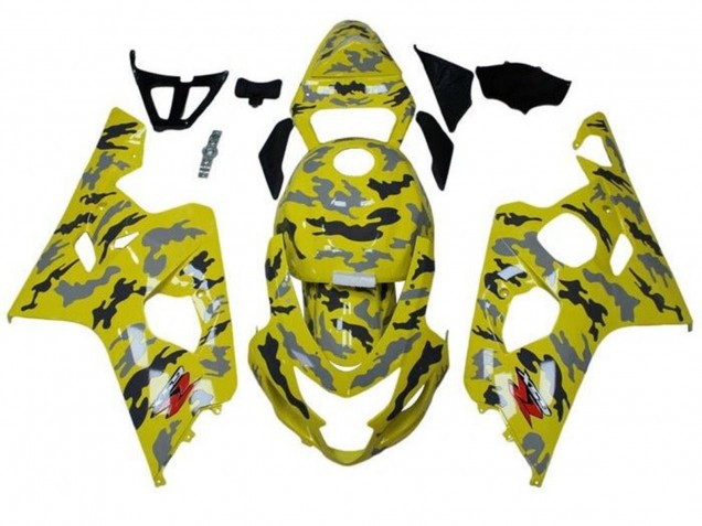 2004-2005 Yellow Black Grey Camouflage Suzuki GSXR 600 / GSXR 750 Motorcycle Fairings