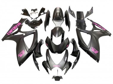 2006-2007 Matte Black Pink Suzuki GSXR 600 / GSXR 750 Motorcycle Fairings